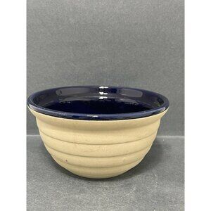 Vintage Beehive Cobalt Glazed Unglazed Monmouth Pottery Mixing Bowl READ DESC